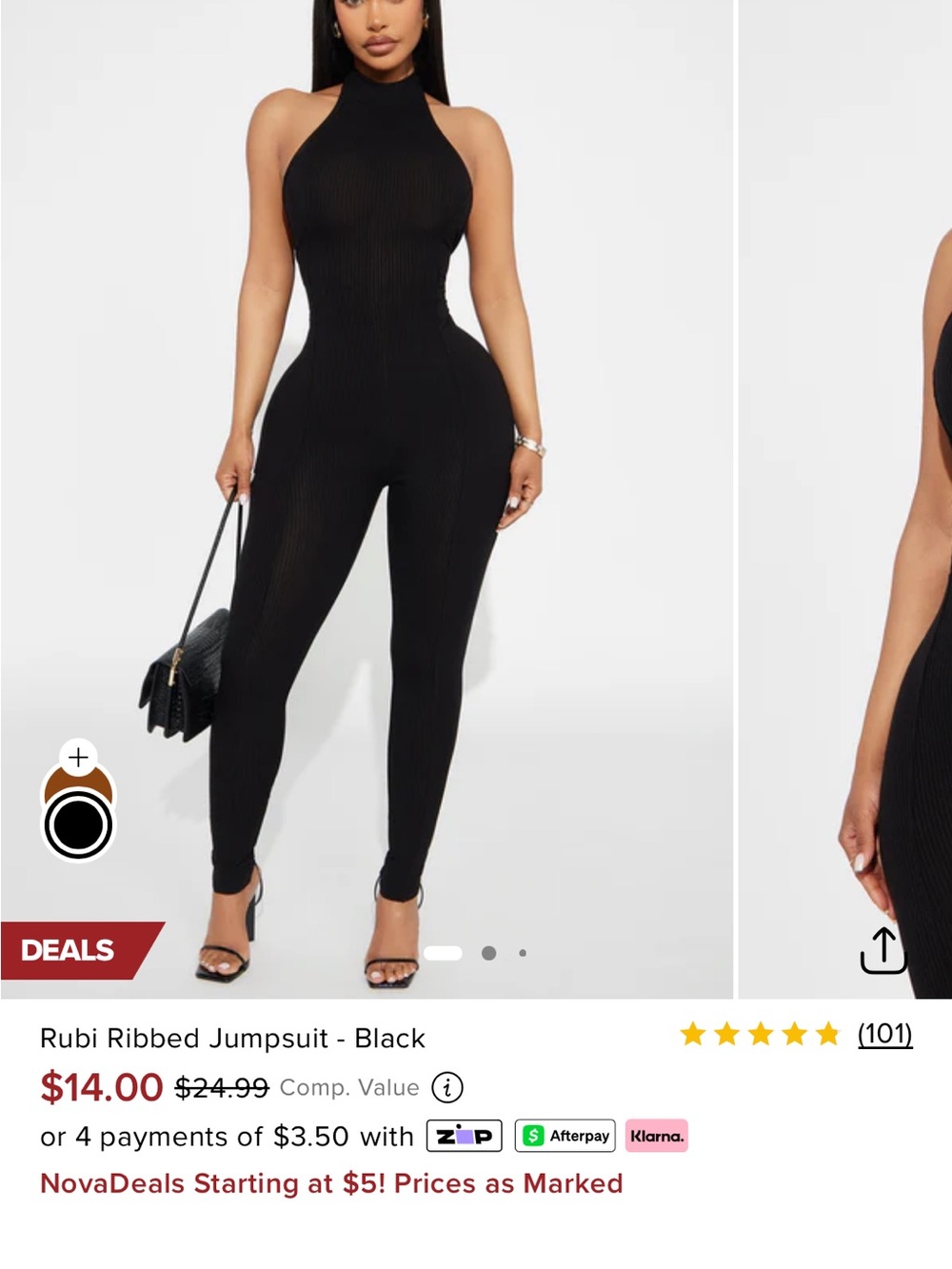 Fashion Nova Black Ribbed Halter Jumpsuit - new never worn
